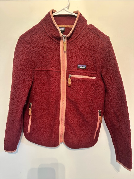 Patagonia Other - Patagonia Girls Maroon Fleece Jacket with Pink Trim Size 12 (L)